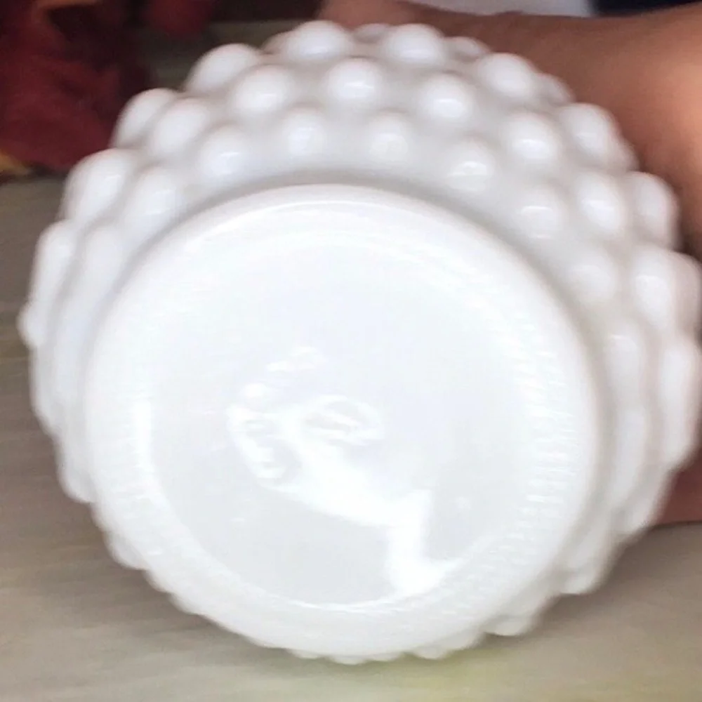 Vintage MCM E.O. Brody Co. White Milk Glass Hobnail Bud Vase